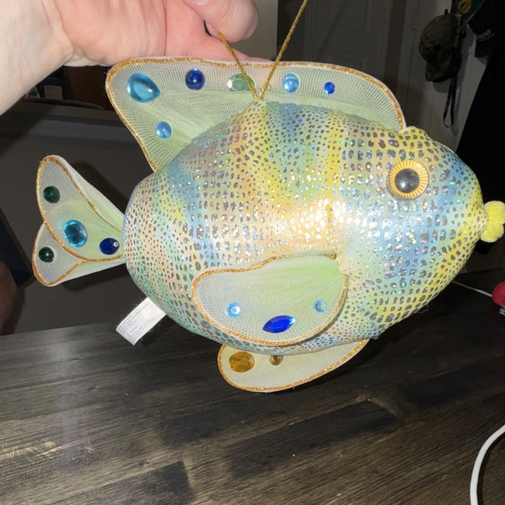 Vintage Hanging Aurora Jewels Stuffed Fish Plush 2001